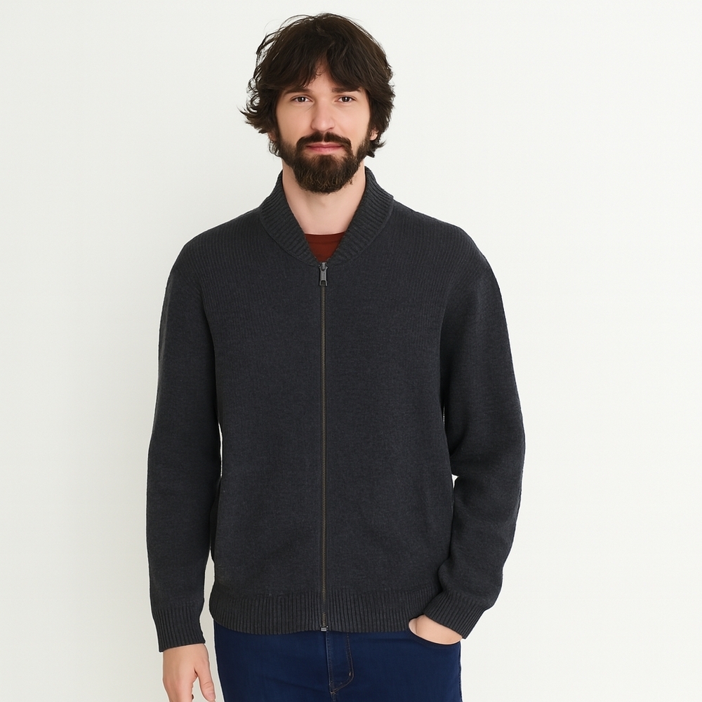 Nordstrom Organic Lambswool Blend Zip Sweater - Men's L